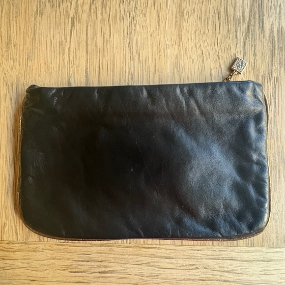 VTG Anne Klein for Calderon Black Gold Leather Clutch Evening Bag Designer Purse - Picture 2 of 8